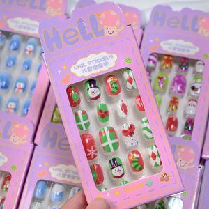 24 pièces/boîte, <span class=keywords><strong>faux</strong></span> ongles pour enfants, couleur <span class=keywords><strong>rose</strong></span>, dessin animé, couleur <span class=keywords><strong>bonbon</strong></span>, Noël, enfants, couverture complète, <span class=keywords><strong>faux</strong></span> ongles, décoration d'ongles pour filles, fête - Product Image 2