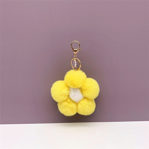 <strong>Cheap</strong> Price Creative Flower Pom Ball <strong>Keychain</strong> Plush Bag Charm for Women <strong>Car</strong> Bag Pendant Mobile Phone Accessories Key Ring Gift
