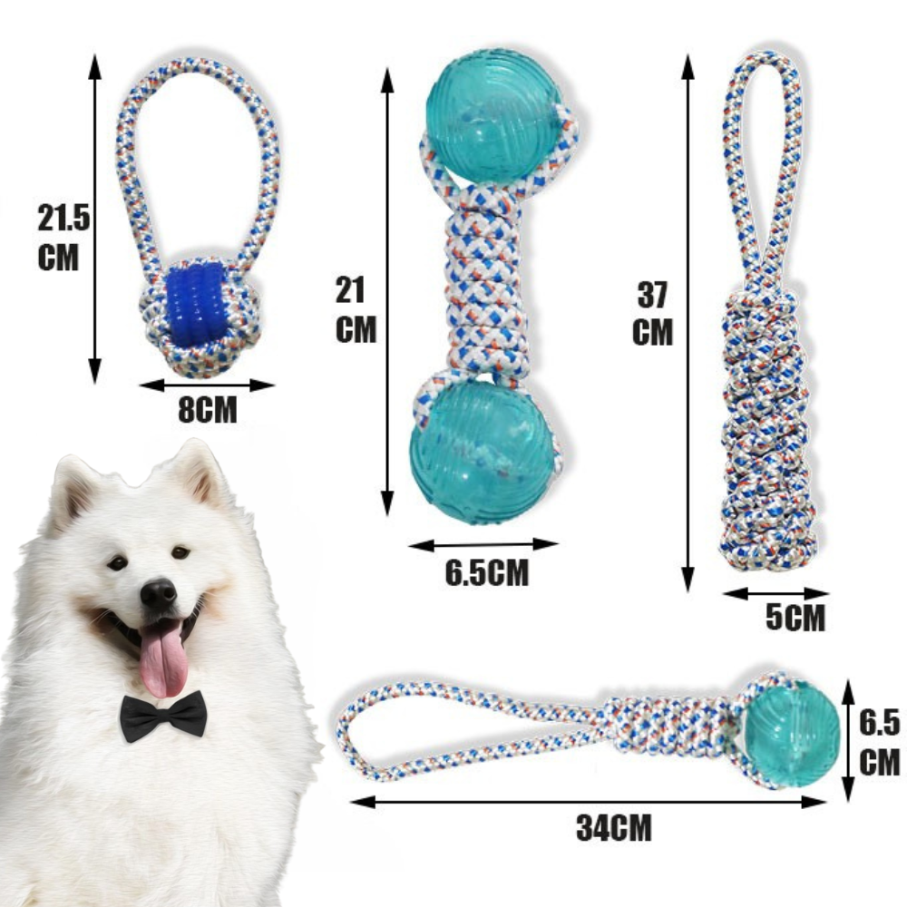 4 paquets de jouets en corde en nylon (bleu)