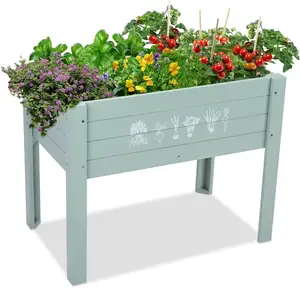 야채를위한 야외 식물을위한 맞춤형 대형 사각형 재배자 꽃 허브 나무 제기 정원 침대 화분 상자