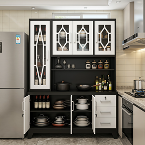 Mueble <span class=keywords><strong>de</strong></span> Cocina Metálico Independiente, Impermeable, Organizador <span class=keywords><strong>de</strong></span> Platos <span class=keywords><strong>para</strong></span> Cocina y Sala <span class=keywords><strong>de</strong></span> Estar, Estante <span class=keywords><strong>de</strong></span> Almacenamiento con <span class=keywords><strong>Puertas</strong></span> <span class=keywords><strong>de</strong></span> Vidrio - Product Image 1