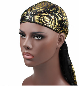 Logo personnalisé design bas quantité minimale de commande rose imprimé longue queue imitation soie <span class=keywords><strong>Durag</strong></span> pour femmes hommes satin <span class=keywords><strong>Durag</strong></span> - Product Image 1