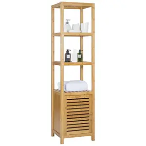 Multifunctional Organic Bamboo 4-tier Shelving Unit Bathroom Shelf Organizer