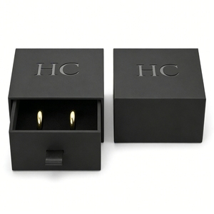 กล่องใส่แหวนหมั้น ดีไซน์หรูหรา สัมผัสนุ่ม กล่องโชว์เครื่องประดับแบบลิ้นชัก บุผ้ากำมะหยี่ ปั๊มลายเฉพาะจุด โลโก้สั่งทำได้ โรงงานผลิตโดยตรง - Product Image 3