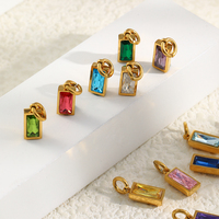 Pendentifs et breloques de mode Dreamshow en zircon carré, accessoires de bijoux, breloques en acier inoxydable, pendentif pierre de naissance plaqué or