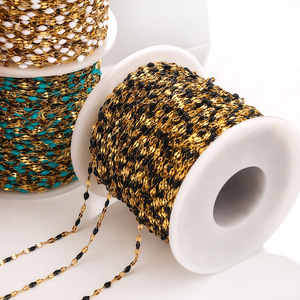 14K Gold Filled 1.7MM Lip Chain With Tiny Colored Enamel Beads Drip Oil Chains for DIY Necklace Bracelet <strong>Jewelry</strong> Making <strong>Supplies</strong> - Product Image 2