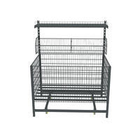 Poubelle pliable d'affichage au détail de panier de fil en métal portatif pour le stockage avec des roues