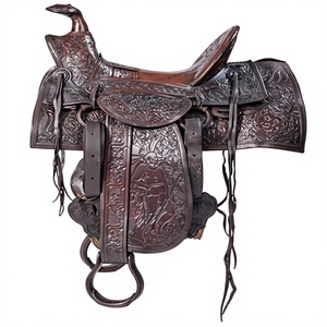 BS International Engrave Silla de montar de cuero genuino con estructura de madera, absorbente de sudor, para jinetes masculinos y femeninos, para carreras, con moños de cuero para brida de caballo inglés - Product Image 6