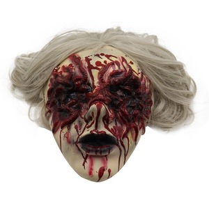 Maschera da Strega Horror per Halloween, Maschera Integrale in Latex, Spaventosa e Inquietante, Accessorio per Feste, <span class=keywords><strong>Donna</strong></span> <span class=keywords><strong>Fantasma</strong></span> con Capelli Bianchi - Product Image 5