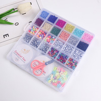 Kit de fabrication de bijoux DIY avec perles de verre, perles lettres en acrylique, cordon élastique et ciseaux pour bracelets d'amitié