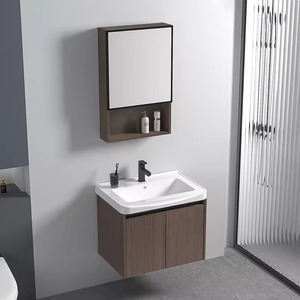Mueble <span class=keywords><strong>de</strong></span> <span class=keywords><strong>Baño</strong></span> Flotante <span class=keywords><strong>de</strong></span> Aluminio con Espejo y Lavabo, Estilo Contemporáneo, Pequeño, <span class=keywords><strong>para</strong></span> <span class=keywords><strong>Baño</strong></span>, Hotel o Apartamento - Product Image 2