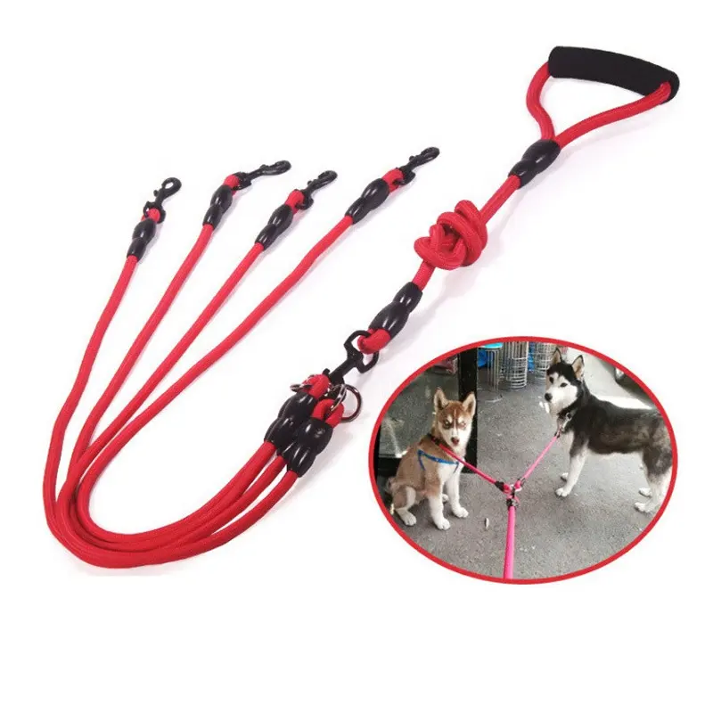 Guinzaglio per corda da arrampicata in Nylon per cani set di guinzaglio per collare per animali domestici Multi-collare rimovibile