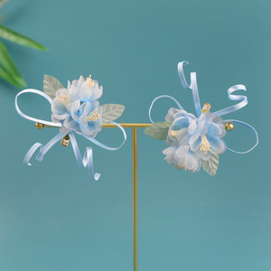 26 Summer Original Design Antique Style Handmade Silk <b>Flower</b> Blue Anti-Gravity Hair Clip <b>Sweet</b> Makeup Styling Perforated <b>Flower</b> - Product Image 4