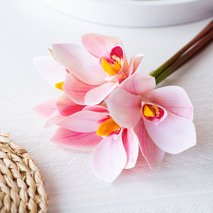 Haiyi - Ramo de Orquídeas Cymbidium Impresas en 3D, Flores de Seda para Decoración de Bodas y Hogar, 10 cm-30 cm - Product Image 1
