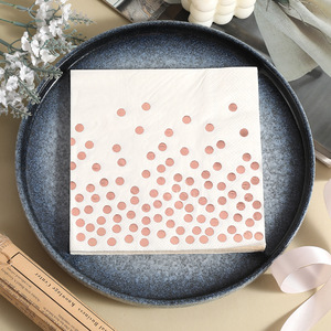Paper Napkins White Rose Gold Polka Dots 330mm Disposable For Birthday Parties Decorations - Product Image 1