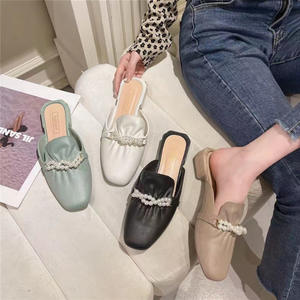 Mules pour femmes Tiyo à bout rond en perles, semelle souple en PVC, style coréen tendance, chaussures printemps-automne - Product Image 5