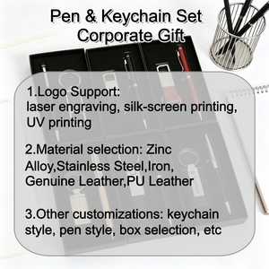 Ensemble de porte-clés stylo avec logo personnalisé, finition chrome argenté, idéal pour les anniversaires d'entreprise, fourniture en gros, idées de cadeaux d'entreprise pour les clients - Product Image 4
