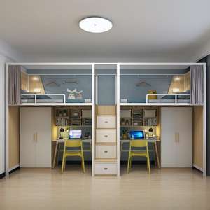 Fabricantes al por mayor pequeño dormitorio apartamento cama de hierro dormitorio cama alta <span class=keywords><strong>con</strong></span> mesa armario litera - Product Image 1