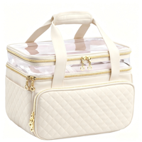 Nouvelle Trousse de Toilette Double Couche de Luxe pour Femme Moderne, avec Base Renforcée et Compartiment Spacieux, Idéale pour le Salon