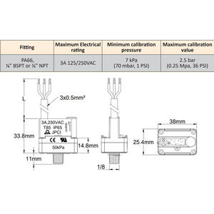 Ultimheat IP65 impermeable 3A interruptor de presión positiva de acción a presión ajustable para equipos de agua potable modelo ZJ - Product Image 6