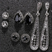 Boucles d'oreilles bohème en alliage de strass noir, nouveau, ensemble de boucles d'oreilles pendantes, pas cher,