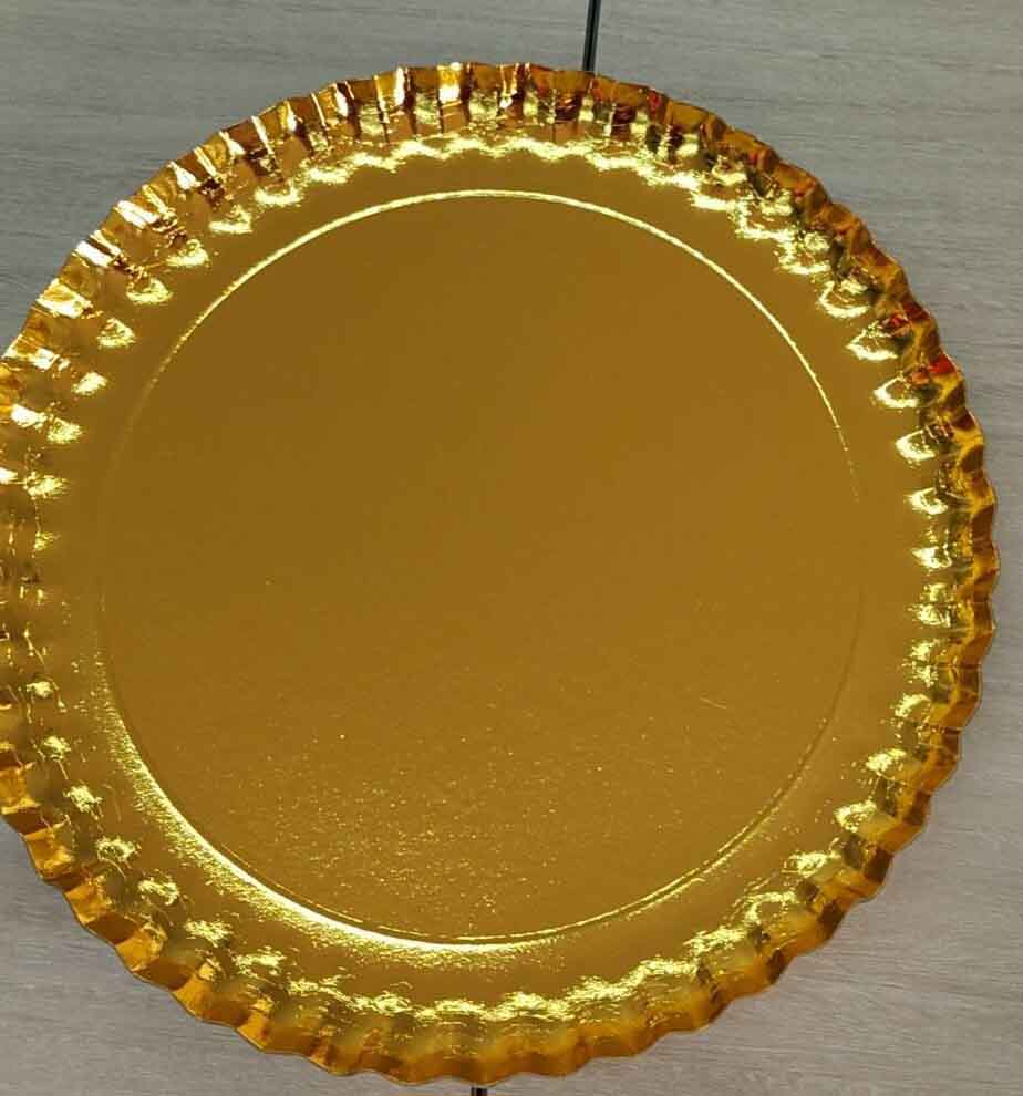 Round 1.5 mm Thick Eco-friendly Food Grade Paper Plate Silver Gold Foil Coated Paper Bowl Disposable Party Dinnerware
