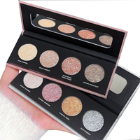 Kostenlose Probe Großhandel Private Label Hoch pigmentierte wasserdichte 5 Shade Glitter Lidschatten-Palette mit mehrfarbigen Lidschatten