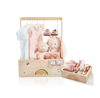 Panier de rangement pour vêtements de bébé avec poignée et balançoire, grande capacité, en bois, pour fête prénatale et placard