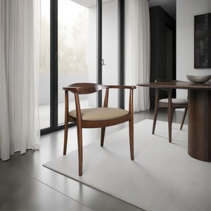 Ensemble de 2 chaises de salle à manger convertibles Niva, fauteuils modernes avec tissu en bois de caoutchouc brun pour salons - Product Image 5