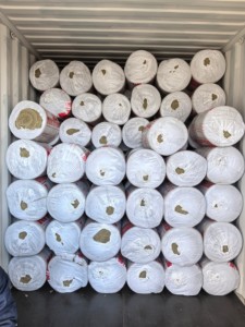 Kaihua kh-b lớp không cháy một 80 kg/m³ Đen/Trắng phải đối mặt với đá khoáng len CuộN đá len Chăn cho phòng âm thanh - Product Image 5