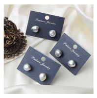 Boucles d'oreilles classiques pour femmes, perles grises de 10 mm, style baroque, perles d'eau douce naturelles uniques, noyaux de perles, argent 925