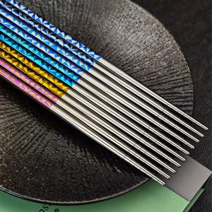 Wholesale Pure Titanium Flatware Set Custom Logo <strong>Chopsticks</strong> Gold Black Alloy Reusable Korean Design Includes Gift Box Dinnerware - Product Image 3