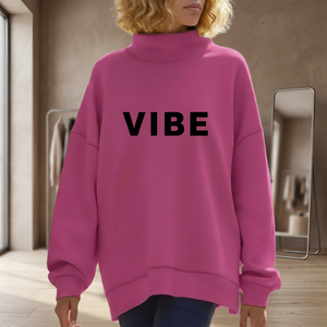 Soft Custom Women Oversized <b>Mock</b> <b>Neck</b> <b>Top</b> Comfortable Daily Sweatshirt Style Urban Style Women <b>Mock</b> <b>Neck</b> Sweatshirt Oversized - Product Image 1
