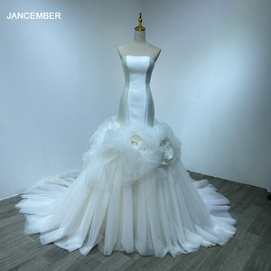 Classic Mermaid Strapless <b>Wedding</b> <b>Dress</b> 3D Flower Luxury Elegant <b>Wedding</b> <b>Dress</b> Wm15 - Product Image 1