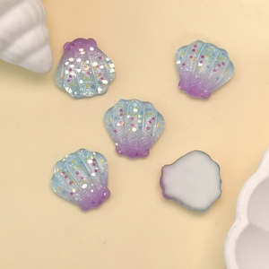 100 pièces Bling coquillage hippocampe dessin animé océan résine Cabochons pour téléphone coquille déco artisanat bijoux chapeaux pinces à cheveux accessoires - Product Image 2