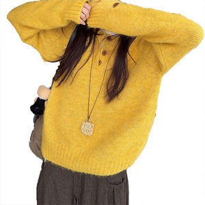 Suéter de Punto Personalizado para Mujer, Otoño Invierno, Grueso, Cálido, con Diseño de Botones, Manga Larga, Elegante, Suave, Ropa Interior, Capa Base - Product Image 5