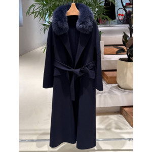 <span class=keywords><strong>Manteau</strong></span> d'hiver en laine pour <span class=keywords><strong>femme</strong></span> <span class=keywords><strong>bleu</strong></span> <span class=keywords><strong>marine</strong></span>, style européen, avec grand col en vraie fourrure de renard, <span class=keywords><strong>long</strong></span> <span class=keywords><strong>manteau</strong></span> en cachemire double face pour <span class=keywords><strong>femme</strong></span> - Product Image 2