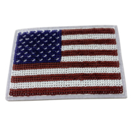 Drapeau américain brodé de fleurs à paillettes réversibles personnalisées, patchs à repasser pour chapeau de camionneur en cuir