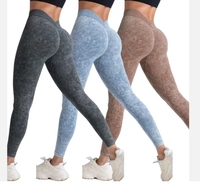 Leggings de yoga taille haute à dos en V délavé à l'acide pour femmes pantalons de sport à impression haute pour femmes