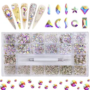 Hot Sale Flat Bottom Mix Shape Glass Rhinestone Nails Crystal Nail Rhinestones Art 3D Rhinestone For Nail Art Decoration