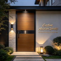 Porte d'entrée en bois sculpté pour villa moderne avec serrure anti-effraction CE, protection extérieure blindée pour la maison