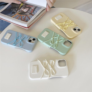 Funda de teléfono con textura de cuero con lazo 3D para chica Simple para Apple 16 15 14 Pro protección anticaída IPhone 13 12 Plus funda móvil de nicho - Product Image 1