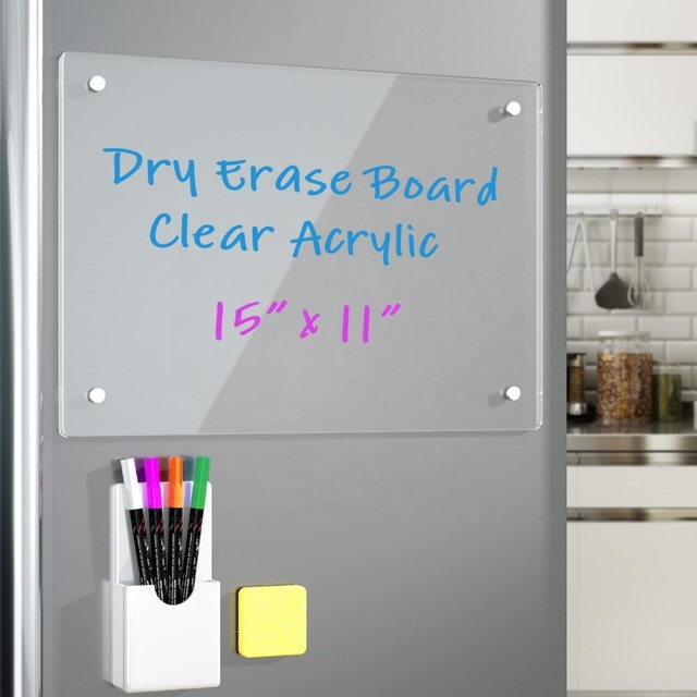 Clear Acrylic Magnetic Whiteboard Fridge Dry Erase Board for Recyclable Portable Eco-Friendly Blank Memo Do List Meal