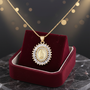 Colgante <span class=keywords><strong>de</strong></span> la <span class=keywords><strong>Virgen</strong></span> María, Nuestra Señora <span class=keywords><strong>de</strong></span> <span class=keywords><strong>Guadalupe</strong></span>, con Circonitas Multicolores, Chapado en Oro <span class=keywords><strong>de</strong></span> 18K sobre Cobre, Regalo Católico, Joyería Religiosa - Product Image 3