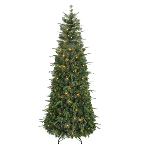Nuevo producto Artificial Family Slim Green Christmas Tree Artificial PVC PE Pine Needle Christmas Árbol decorativo