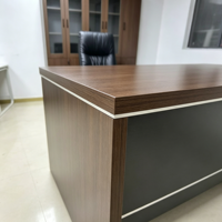 Bureau de direction moderne avec tiroirs, bureau en forme de L pour manager, mobilier de bureau en bois de noyer pour patron, PDG