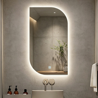 Miroir de salle de bain intelligent rectangulaire moderne personnalisé avec anti-buée, miroir de coiffeuse éclairé avec indice de protection IP44, ensemble de meubles