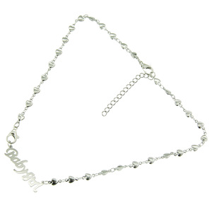 Collar con colgante de corazón de melocotón, cadena de acero inoxidable estilo hipster con letra, Tanjing - Product Image 5