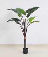 Plante artificielle de taro arc-en-ciel de style exotique, faux arbre vert en pot avec grandes feuilles pour la maison, le bureau et la décoration
