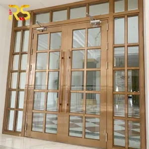正面玄関ガラス佛山高品質ゴールドモダンロビー玄関メインドアデザイン外部ドア